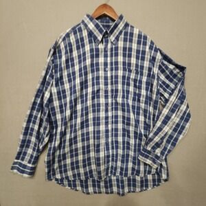 Ivy Crew Options Mens Blue Plaid Long Sleeve Button Up Shirt Size XL‎